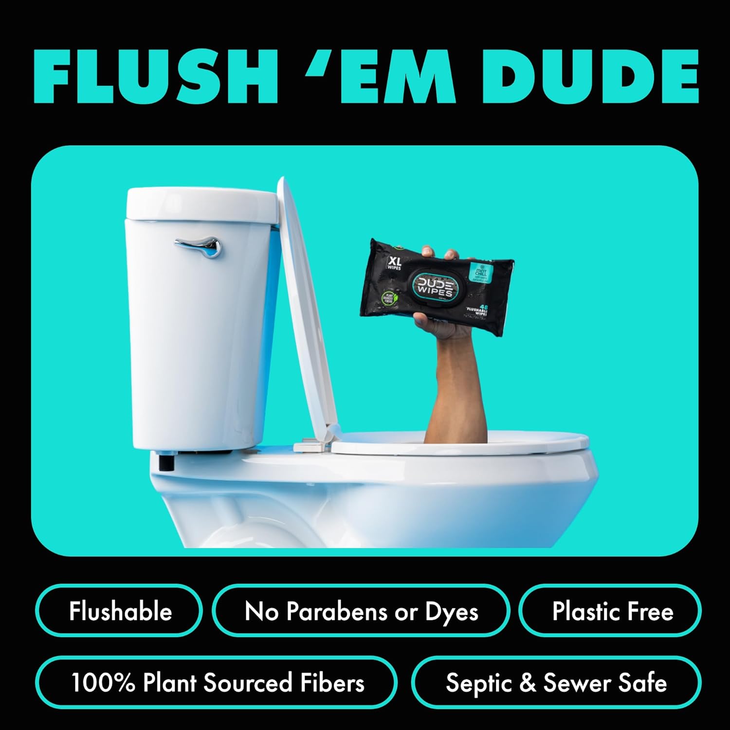 DUDE Wipes - Flushable Wipes - 3 Pack, 144 Wipes - Mint Chill Extra-Large Adult Wet Wipes - Vitamin-E, Aloe, Eucalyptus & Tea Tree Oils - Septic and Sewer Safe