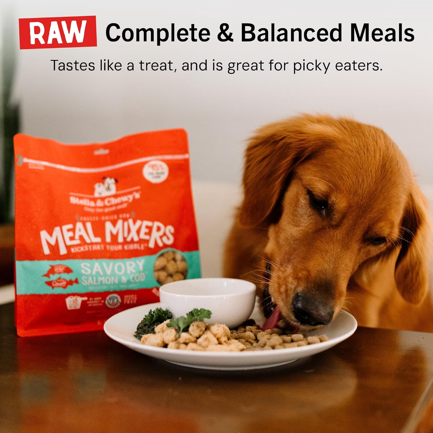 Stella & Chewy's Freeze-Dried Raw Salmon & Cod Meal Mixers- Dog Food Topper and Mixer - Made with 95% Wild-Caught Salmon & Cod, Organs & Bone - Perfect for Picky Eaters - Grain-Free - 3.5 oz