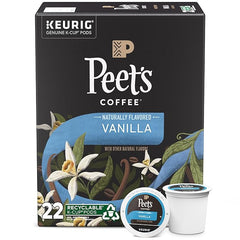 Peet's Coffee, Flavored Light Roast Keurig K-Cup Pods - Vanilla 22 Count (1 Box of 22 K-Cup Pods)