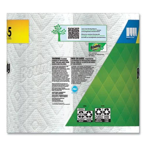 Bounty Select-a-Size Kitchen Roll Paper Towels, 2-Ply, White, 6 x 11, 113 Sheets/Roll, 2 Double Plus Rolls/Pack, 4 Packs/Carton