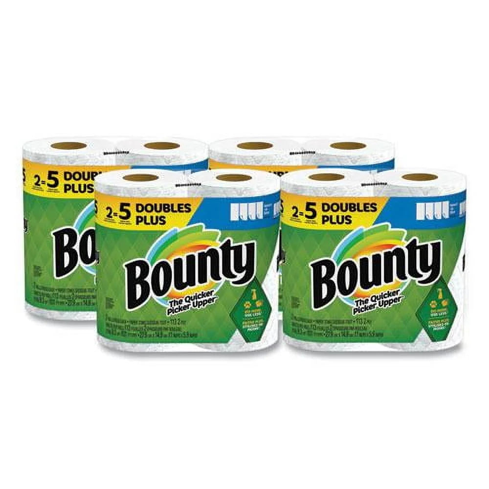 Bounty Select-a-Size Kitchen Roll Paper Towels, 2-Ply, White, 6 x 11, 113 Sheets/Roll, 2 Double Plus Rolls/Pack, 4 Packs/Carton