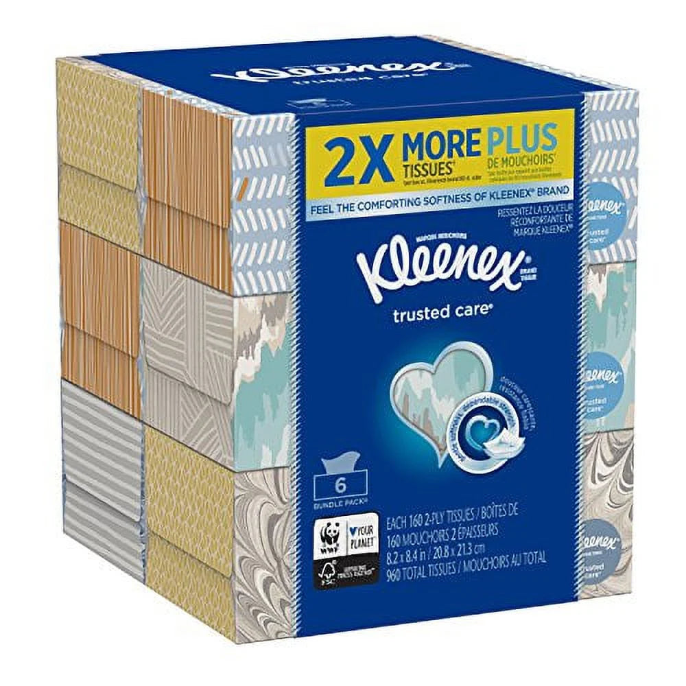 Kleenex Trusted Care Everyday Facial Tissues, Flat Box,