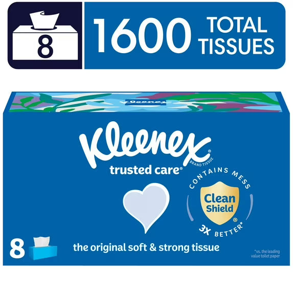 Kleenex Trusted Care Everyday Facial Tissues, Flat Box,